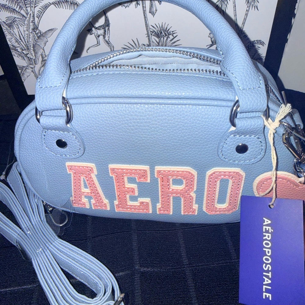 Aeropostale Sky Blue Mini Bag with Pink Accents
